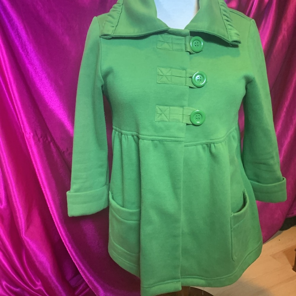 21 jacket deep, forest, green size medium like new three button up cotton - Picture 3 of 5